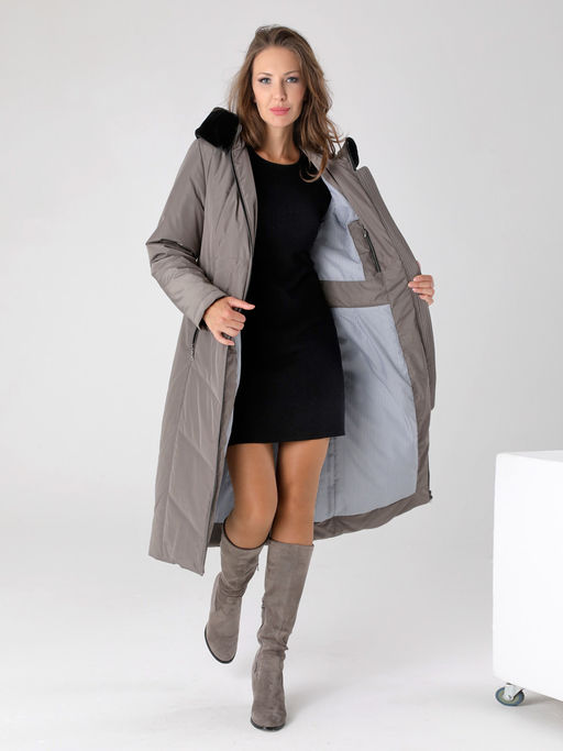 23409 Пальто серый хаки - Dizzyway фото 2