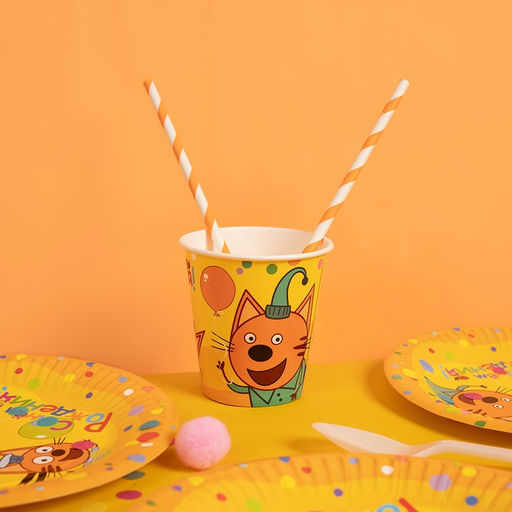 Цена за 2 шт. Стаканы одноразовые «Три Кота. Веселый День Рождения», набор 6 шт.