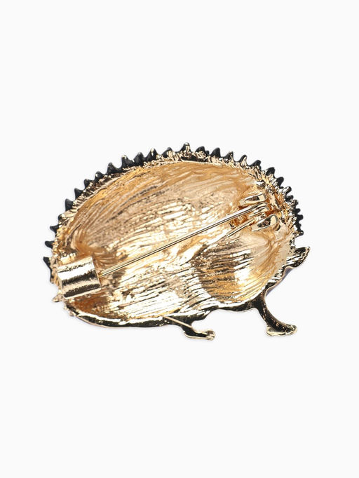 Брошь «Ежик» с цветами, цвет серый в серебре