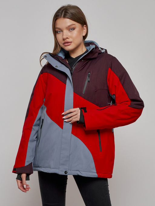 Горнолыжная куртка женская зимняя большого размера красного цвета 2308Kr - Mtforce фото 2