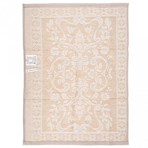 Полотенце кухонное 45х60см "Традиция, беж", жаккард/пестроткань: лен 51% хлопок 49%, плотность 220г/м2, упаковка: на картоне, "Домашняя мода" (Россия)