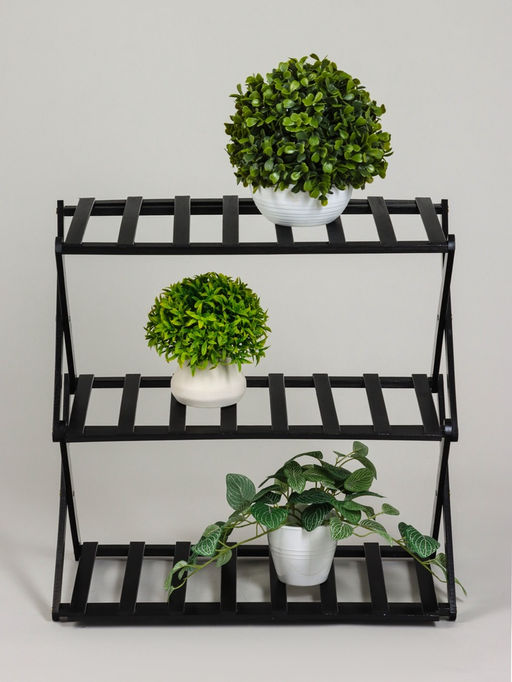 Стеллаж универсальный, 3 полки, 50×25×46 см, напольный, открытый, чёрный, Greengo