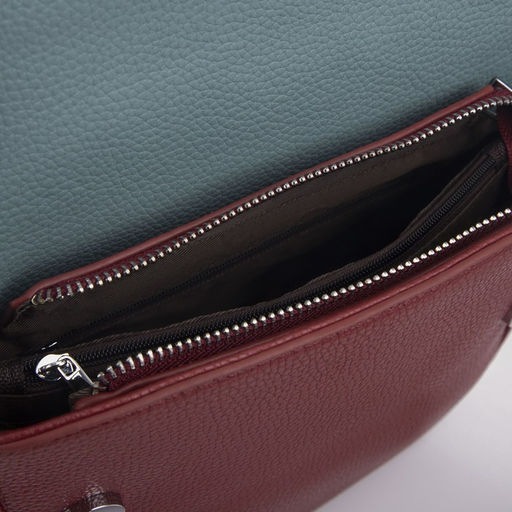 Сумка-мессенджер на клапане, наружный карман, длинный ремень, цвет бордовый/бирюзовый - Simaland фото 3