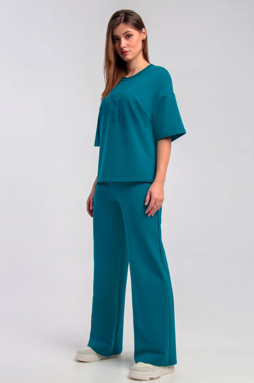 Арт. 2365 Костюм с брюками женский 44-50 (4 шт) Цвет:верх-изумрудный,низ-изумрудный