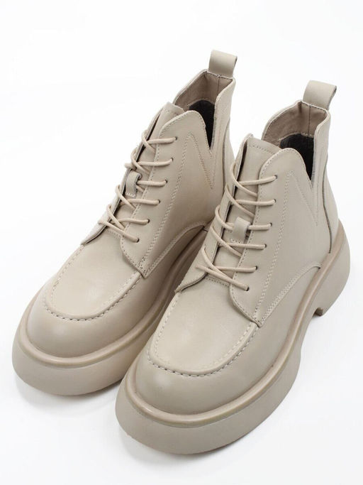 01-XKL22-107R LT. BEIGE Ботинки демисезонные женские (натуральная кожа, байка)