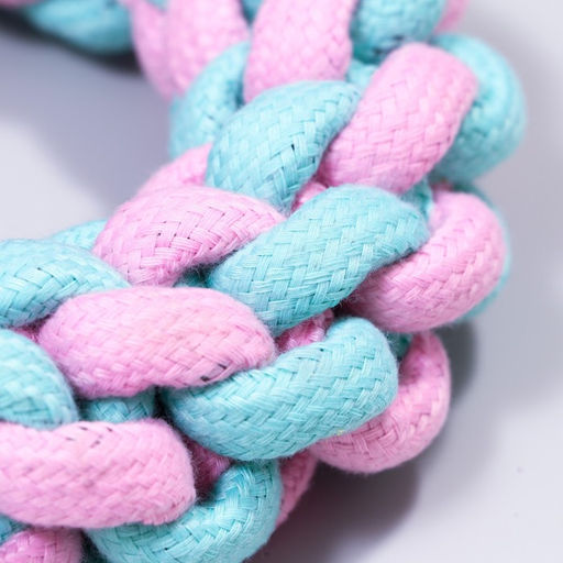 Игрушка канатная Плетёное кольцо, до 15 см, до 160 г, розовая/мятная - Пижон фото 3