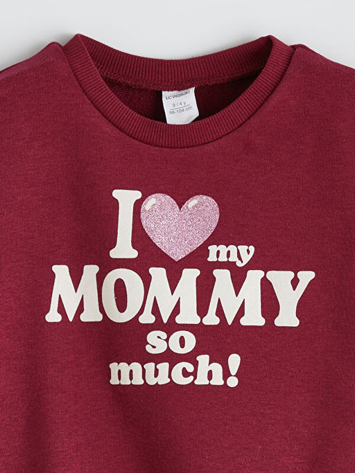 Bisiklet Yaka Bask?l? K?z ?ocuk Sweatshirt