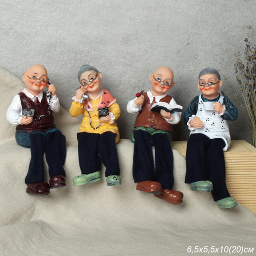 Цена за 2 шт. Фигурка Бабушка, Дедушка висячие ножки 20 см / YH0366 /уп 96/микс