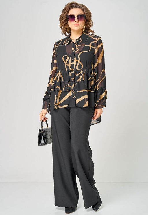 Блуза EVA GRANT 7221 принт ленты