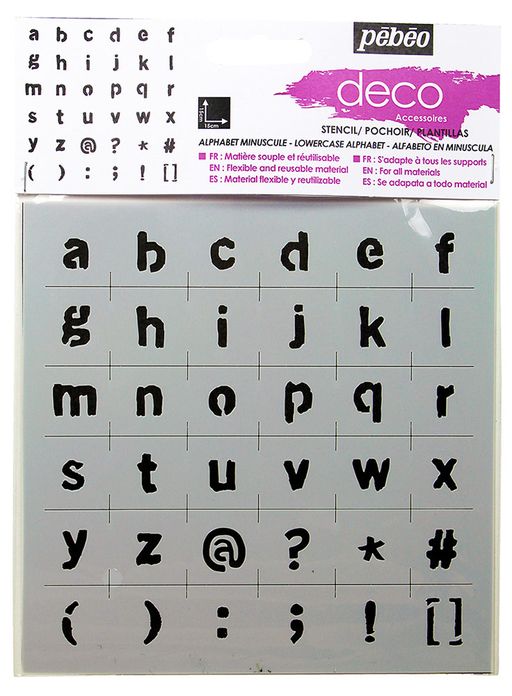 PEBEO Трафарет deco 15х15 см маленькие буквы 094632