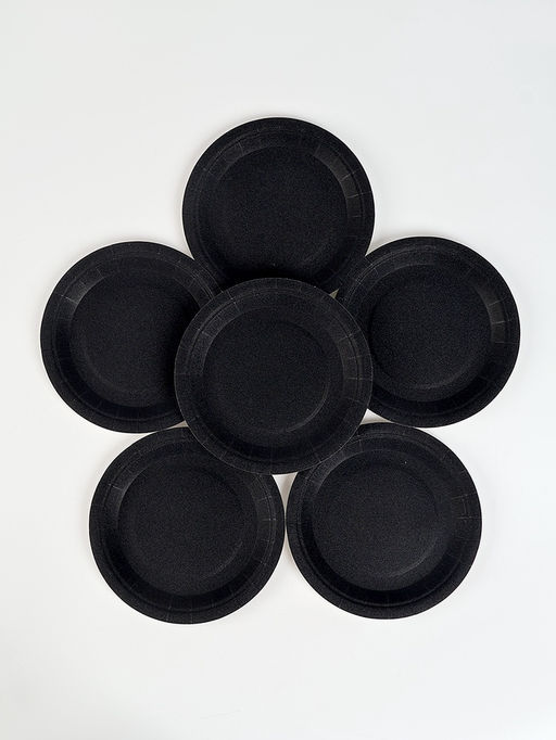 Посуда одноразовая бумажная, чёрная, на 6 персон, 12 предметов