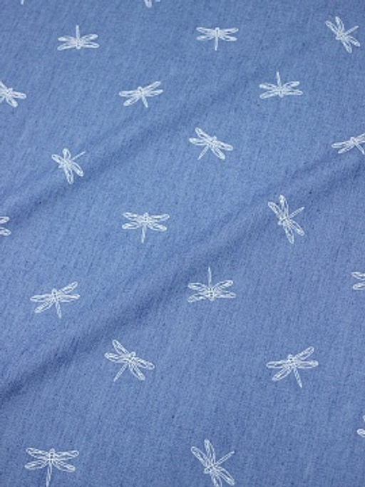 Джинсовая ткань Стрекозки на голубой джинсе, ш.1.45м, хл-85%, п/э-15%, 135гр/м.кв