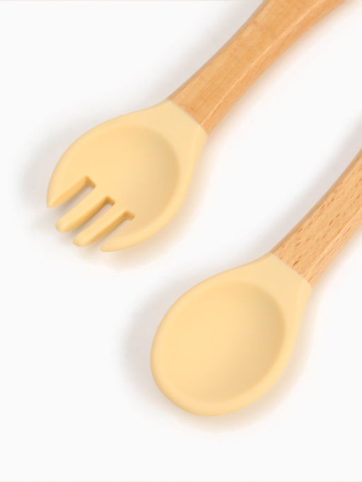 Тарелка детская секционная с ложкой и вилкой, 3 секции, розовый, Mum&Baby