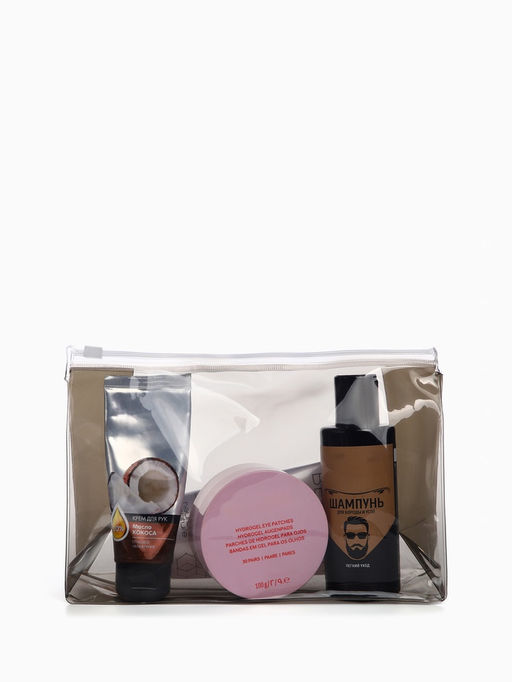 Косметичка для бассейна с застёжкой зип-лок, средний размер, чёрная/прозрачная