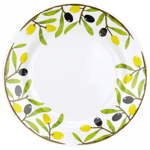 Тарелка мелкая фарфоровая Оливки бортовые д175мм, h25мм, гладкий край (Россия)
