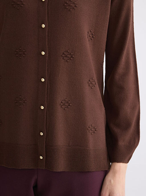 Bisiklet Yaka Kendinden Desenli Kad?n Triko H?rka