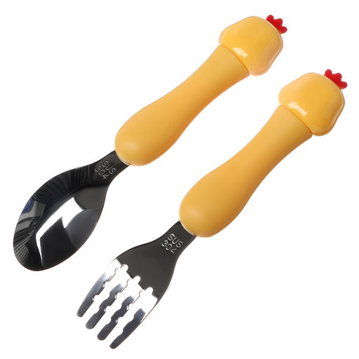 Набор детских столовых приборов в футляре Курочки, вилка, ложка - Simaland фото 4