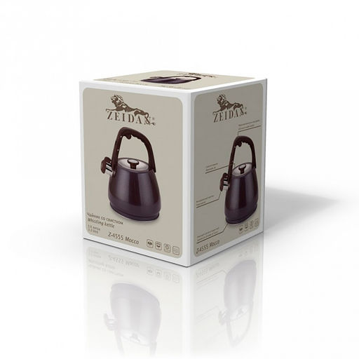 "Zeidan" Чайник из нержавеющей стали 3л, со свистком, индукционное дно, курковый механизм, фиксированная ручка с покрытием soft-touch, внешнее антипригарное покрытие, подарочная коробка (Китай)