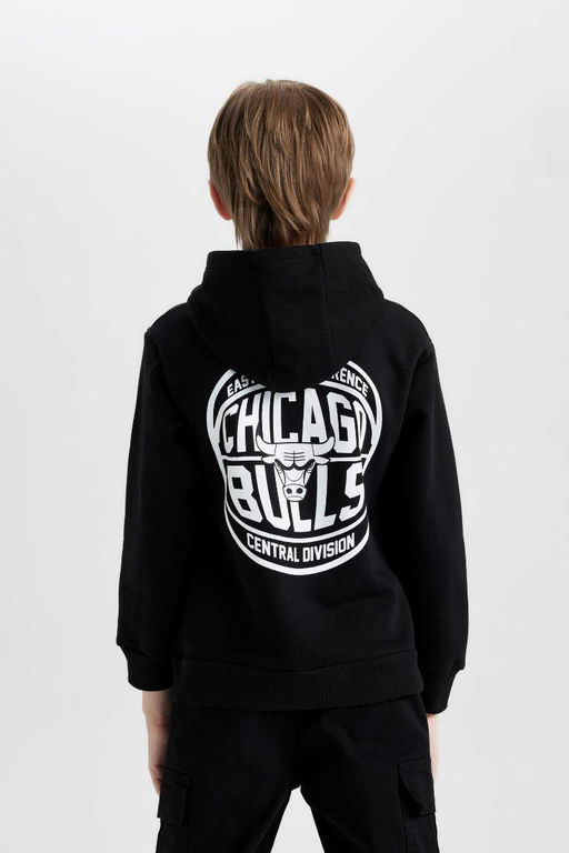 Толстовка оверсайз с капюшоном NBA Chicago Bulls для мальчиков - Defacto фото 8