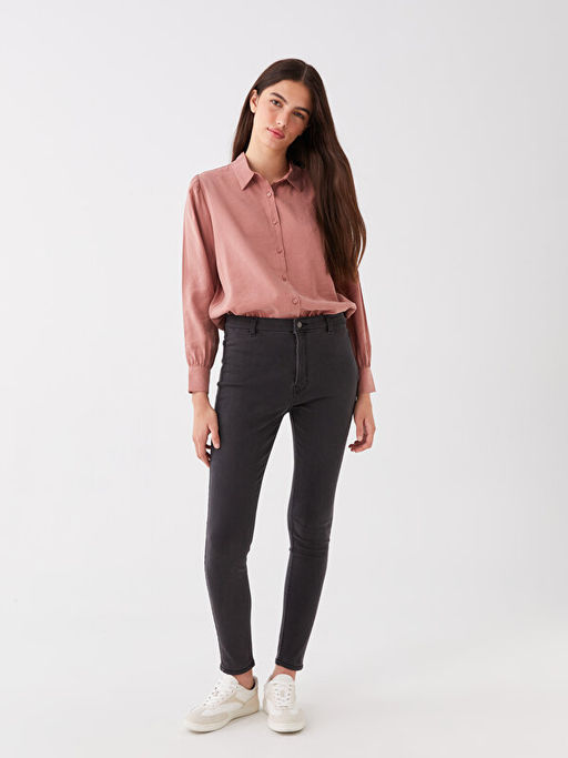 Y?ksek Bel J?piter S?per Skinny Fit ??i Polarl? Kad?n Jean Pantolon
