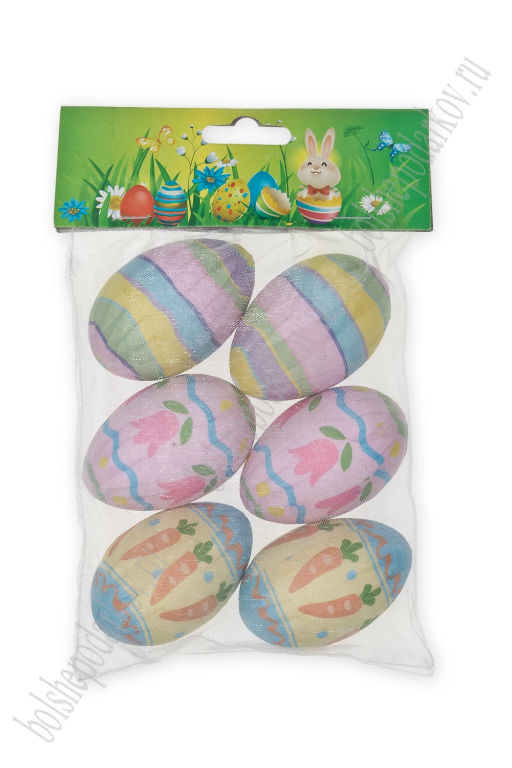 Пасхальный декор Яйца 6 см (6 шт) SF-7862, ассорти №4 - Больше подарков фото 2