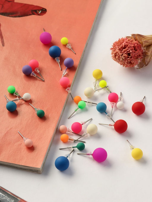 Серьги пусеты QF «Рэйчел», 15 пар, бусины d=6-10 мм, цвет МИКС