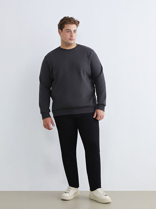 B?y?k Beden Bisiklet Yaka Erkek Sweatshirt