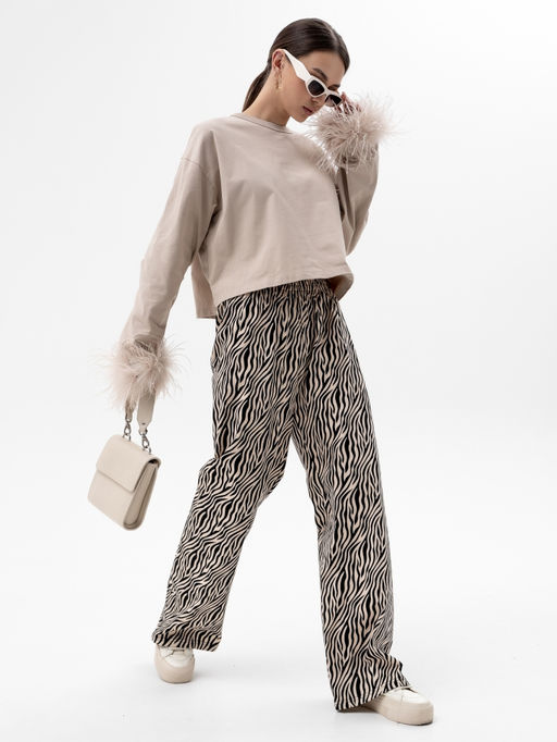 Стильные брюки из хлопка,черно-бежевые - Binita фото 2