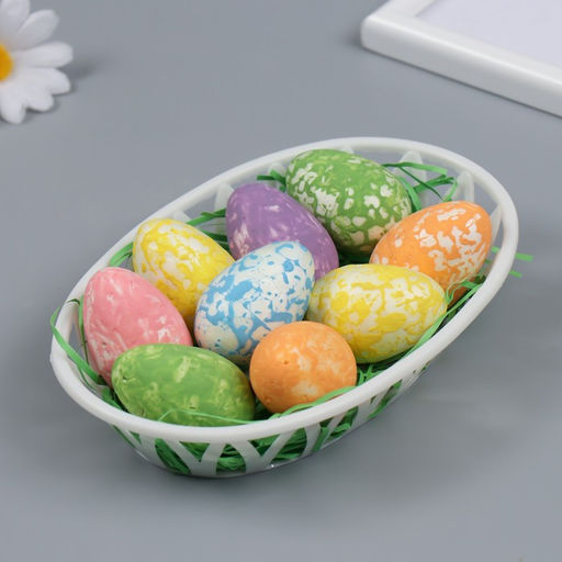 Пасхальный декор для творчества Яйца с кружевом в гнездышке, набор 9 шт., настольная фигурка, 3.5?12?18 см