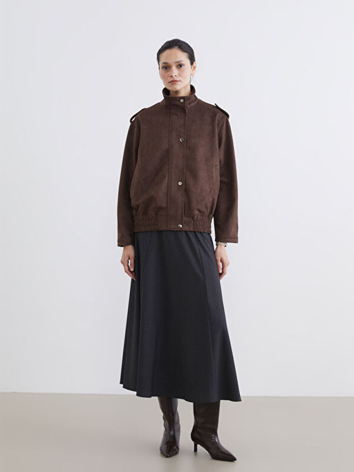 Dik Yaka Oversize Kad?n S?et G?r?n?ml? Ceket