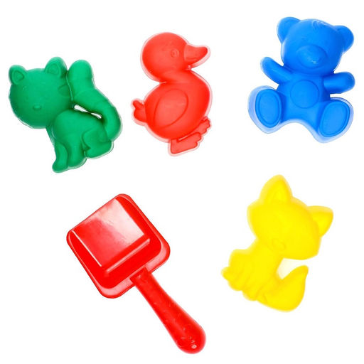 Цена за 2 шт. Набор игрушек для песочницы: 4 формочки, совок с короной, МИКС