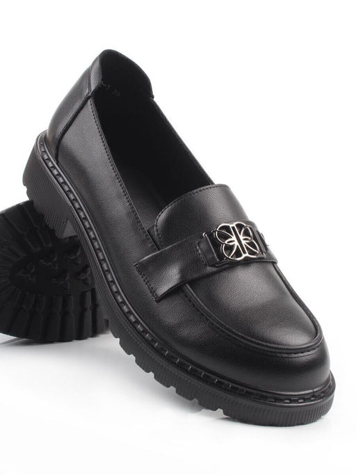 03-PDHL242-1 BLACK Лоферы женские (натуральная кожа)