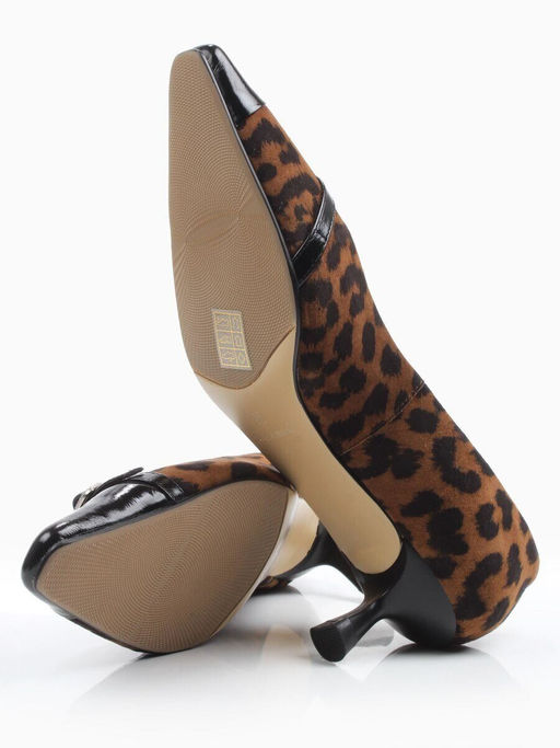 06-P3131 BLACK/LEOPARD Туфли женские (натуральная замша, натуральная кожа)