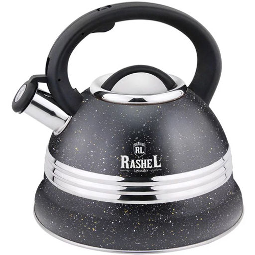 Чайник из нержавеющей стали 3,2 л со свистком,цвет: чёрный (М-7904) /Rashel/