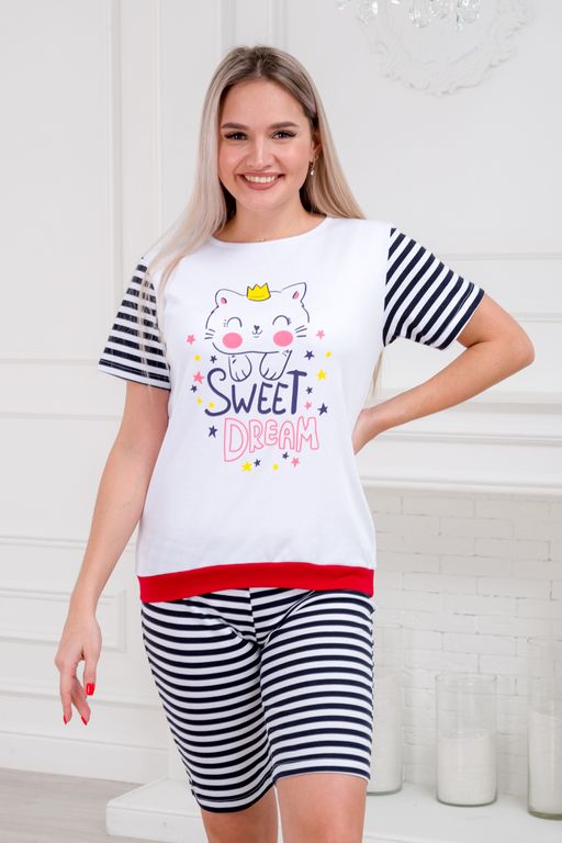 Пижама женская футболки и шорт из интерлока Киса - Амадэль фото 8