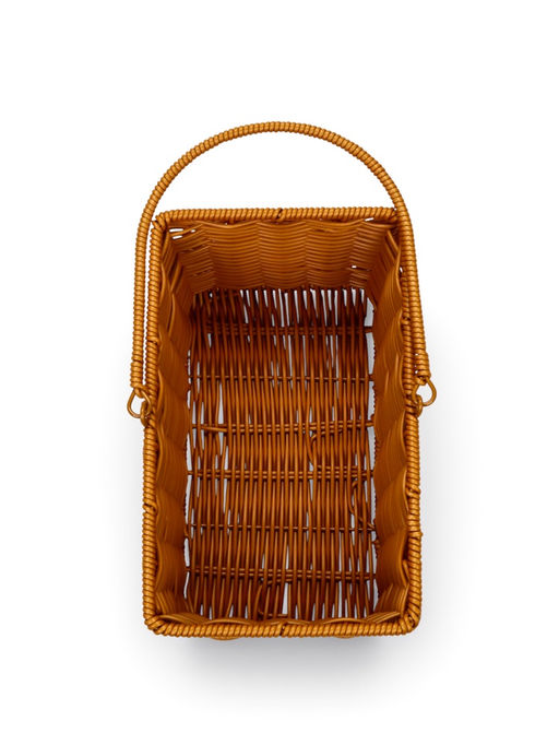 Корзина плетёная для хранения Fatum, с ручкой, пластиковая, коричневая, набор 2 шт.