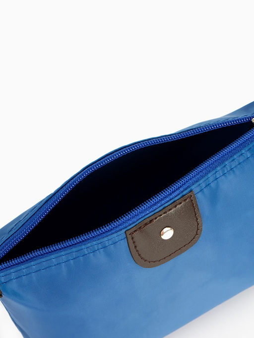 Косметичка простая на молнии, маленькая, синяя