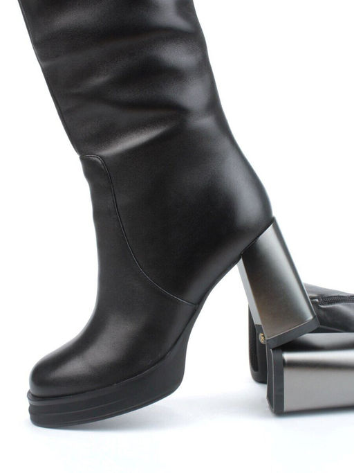 02-B6236-6051Z-9BM-1 BLACK Сапоги зимние женские (натуральная кожа, натуральный мех)