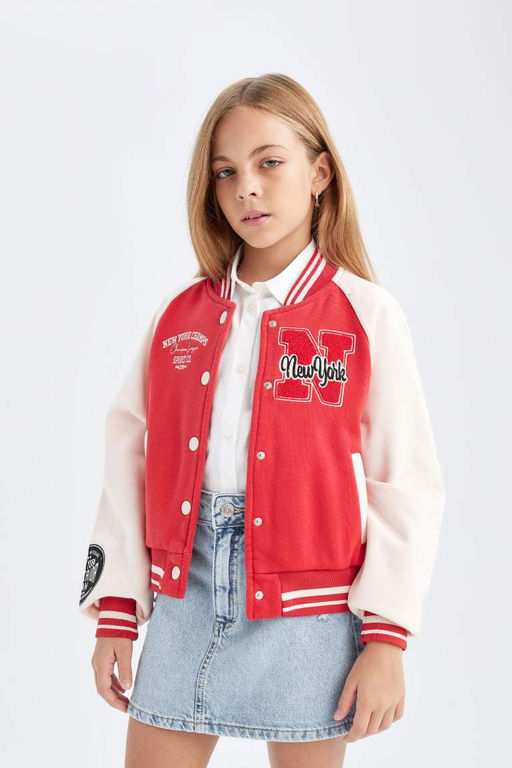 Бомбер с вышитым воротником для девочек, толстый кардиган на мягкой подкладке - Defacto фото 6