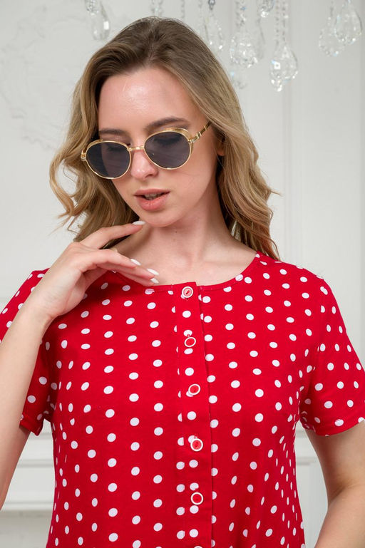 Платье женское из кулирки Кармелита горошек на красном - Амадэль фото 16