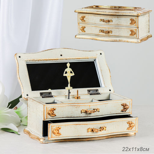 Шкатулка музыкальная 22х11х8 см бежевая / 63313E /уп 24/пластик - Галеонтрейд фото 6