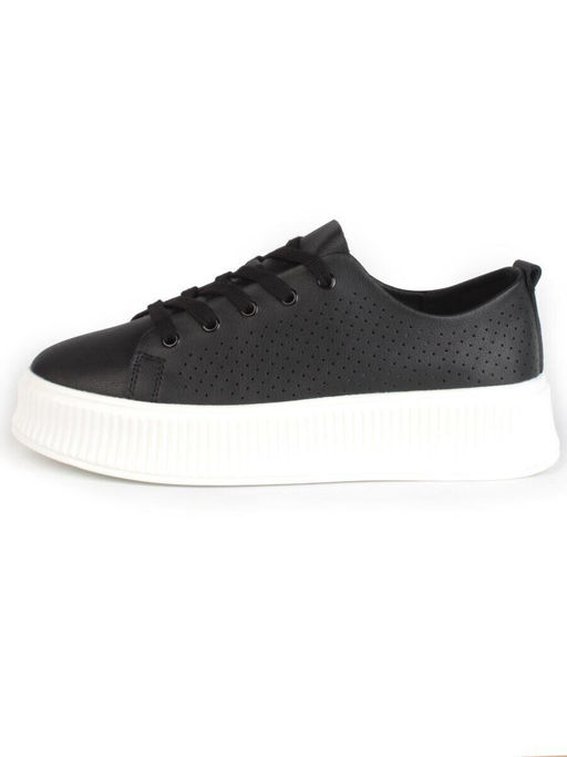 05-PDXL155-5 BLACK Кроссовки женские (натуральная кожа)
