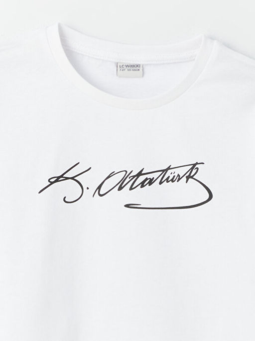 Bisiklet Yaka Atat?rk ?mza Bask?l? Uzun Kollu Erkek ?ocuk Ti??rt