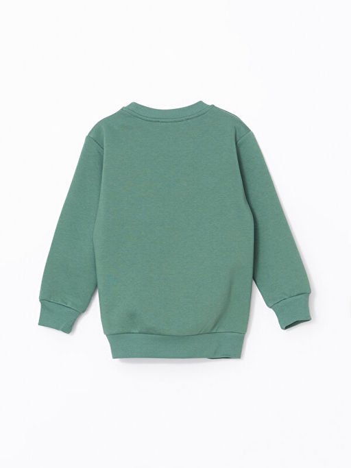 Bisiklet Yaka Bask?l? Erkek Bebek Sweatshirt