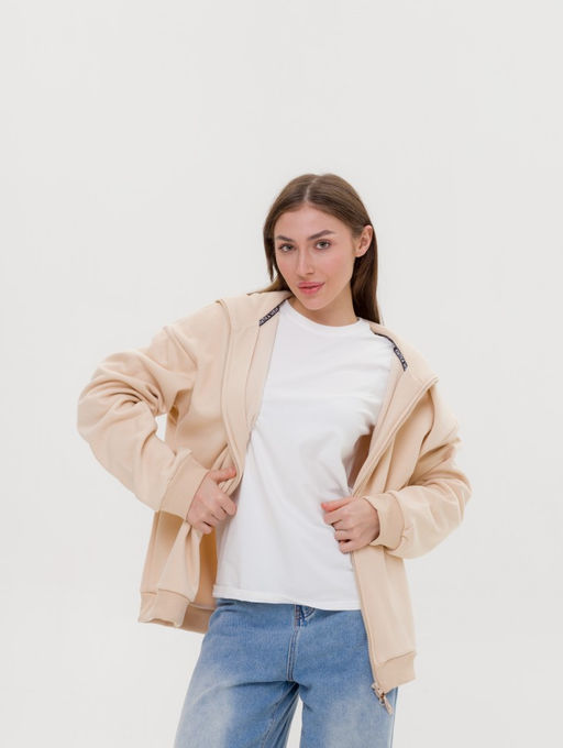 308 Зип толстовка оверсайз, беж - Knitka wear фото 4
