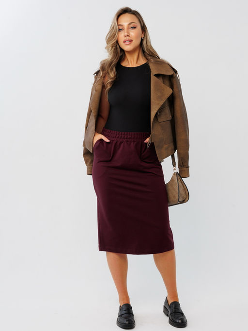 Юбка женская Ю-20 (футер с лайкрой) Винная - Elenatex фото 18