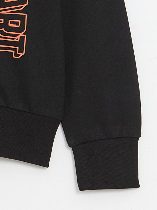 Bask?l? Uzun Kollu Erkek ?ocuk Hoodie - Waikiki фото 3