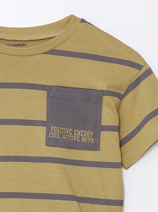 Bisiklet Yaka K?sa Kollu ?izgili Erkek Bebek Ti??rt - Waikiki фото 2