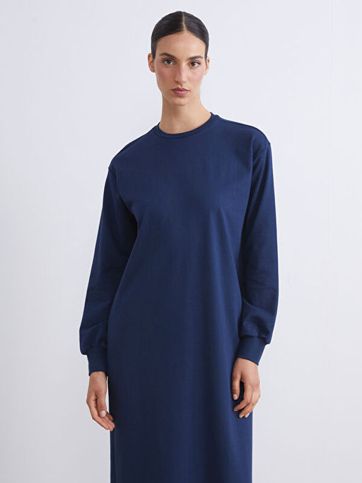 Bisiklet Yaka Sweatshirt Elbise