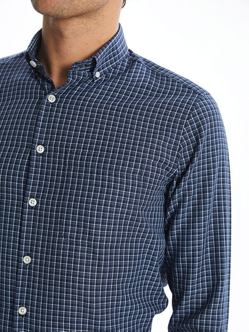 Regular Fit Uzun Kollu Ekose Gabardin Erkek G?mlek